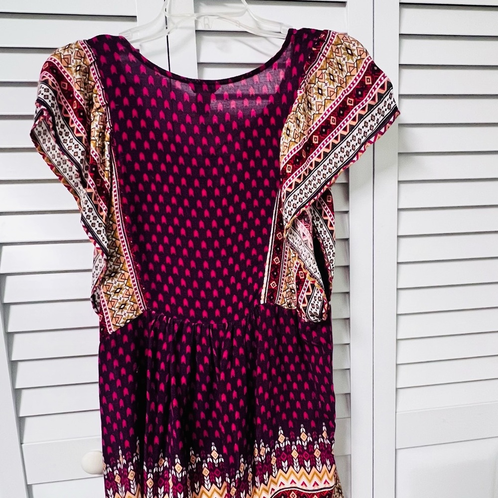 🥥Bohemian Forever 21 Purple Patterned Women's Dress - Picture 5 of 5